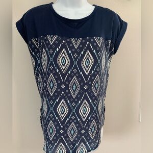 Rewind Blue and White Boxy Short Sleeve Tee